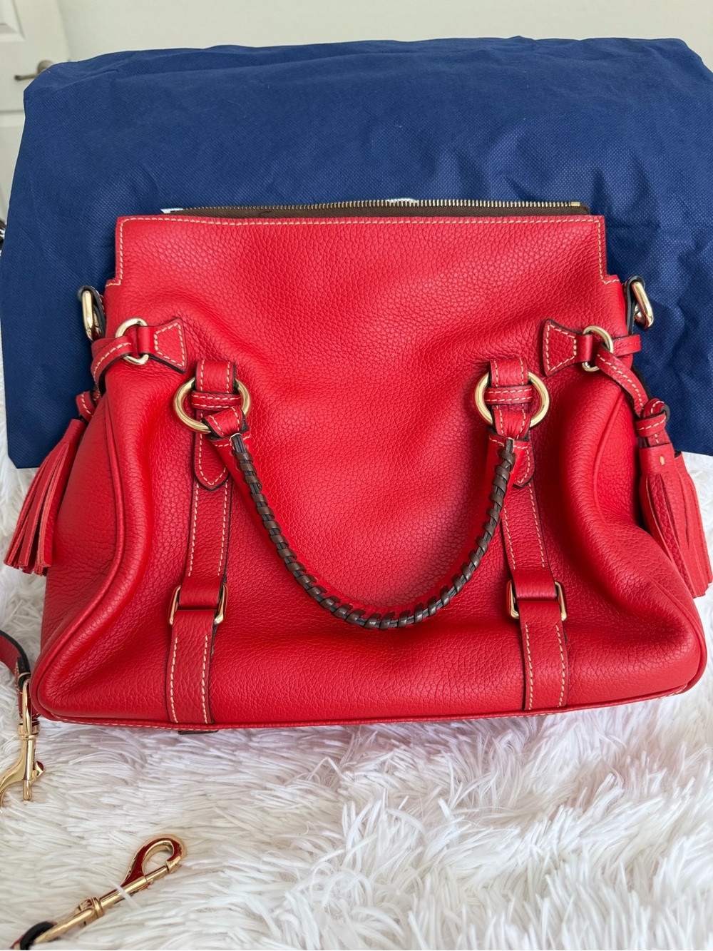 Dooney & Bourke Pebble Grain Satchel in Red - Picture 2 of 11